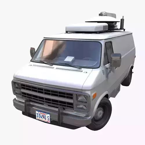 80s generic newsvan Low-poly 3D model
