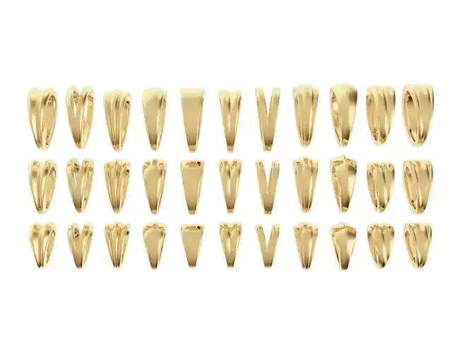 Bails set for pendants and necklaces of 11 designs 3 sizes each