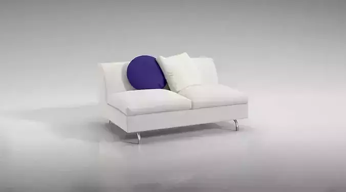 White Cushioned Sofa 3D model
