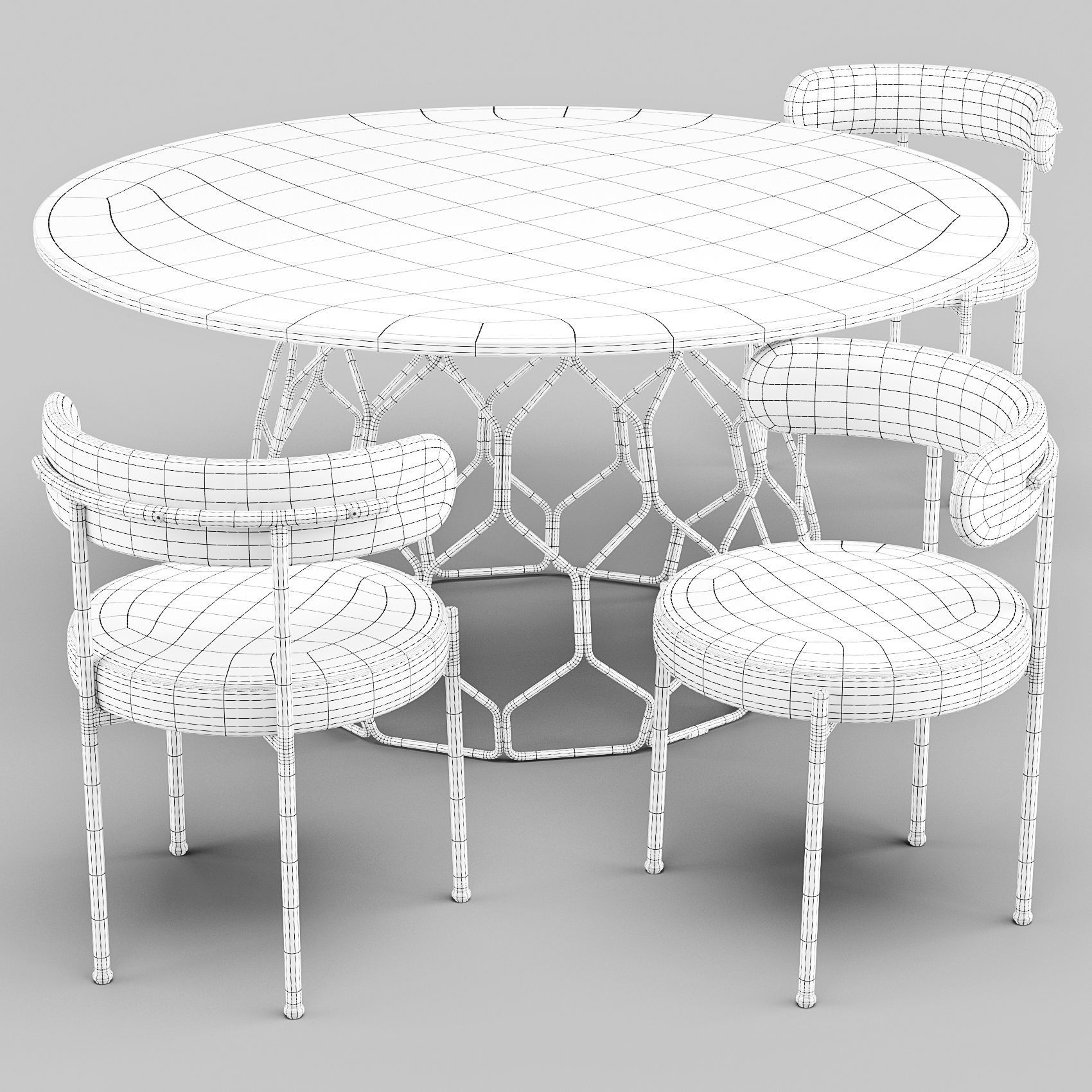 Dining Set CB2 - Circuit Table and Inesse Chair 3D model_1