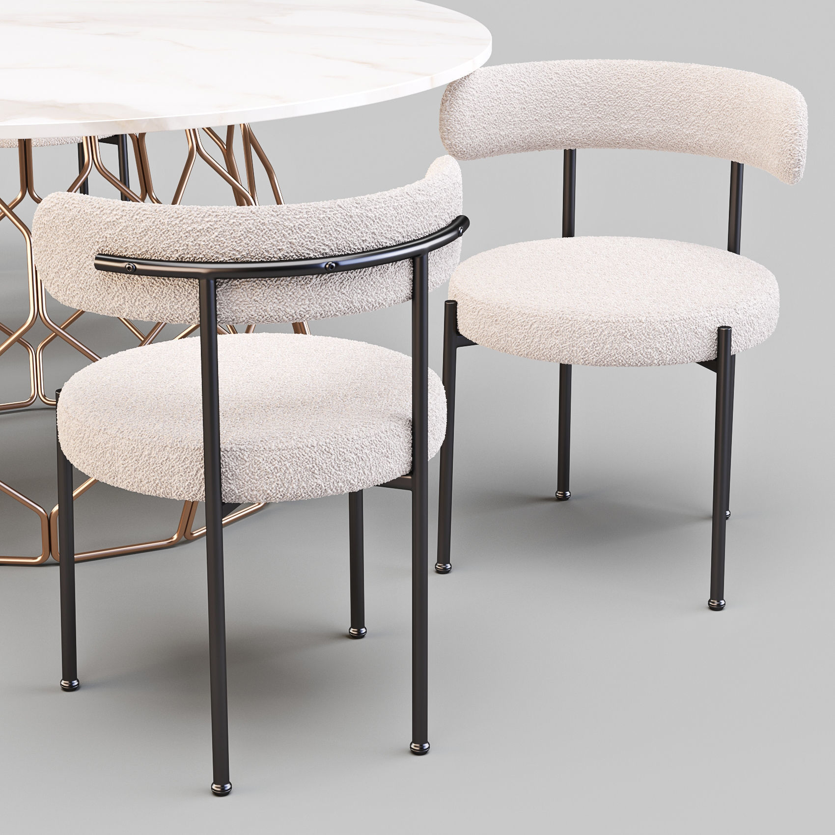 Dining Set CB2 - Circuit Table and Inesse Chair 3D model_3