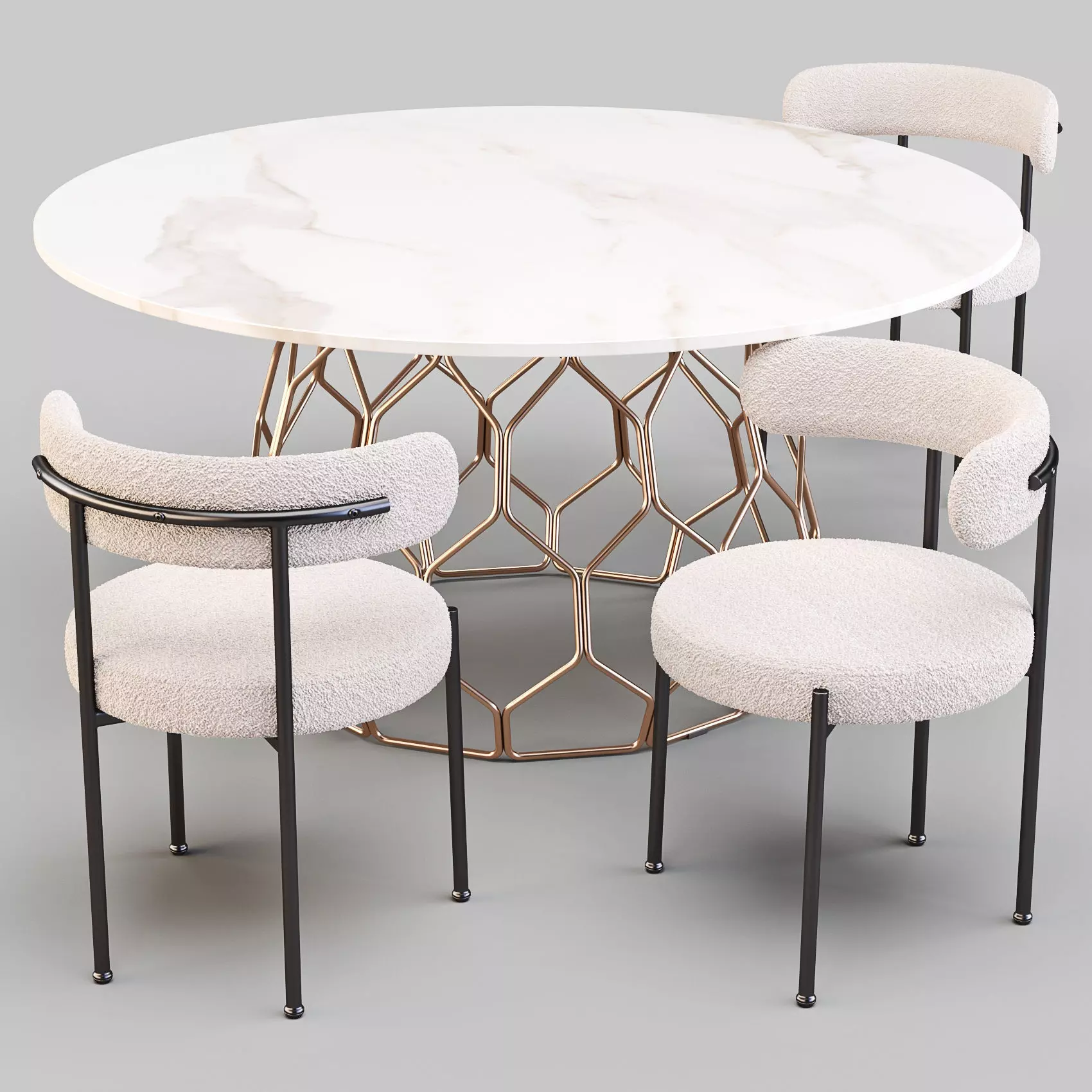 Dining Set CB2 - Circuit Table and Inesse Chair 3D model_0