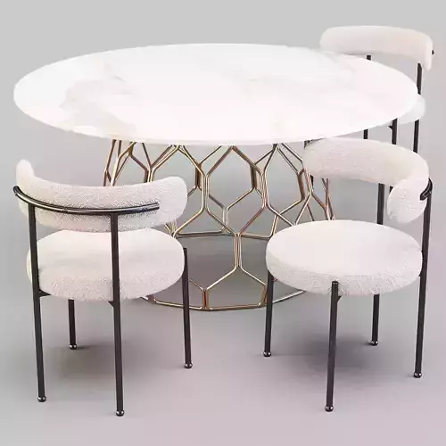 Dining Set CB2 - Circuit Table and Inesse Chair 3D model