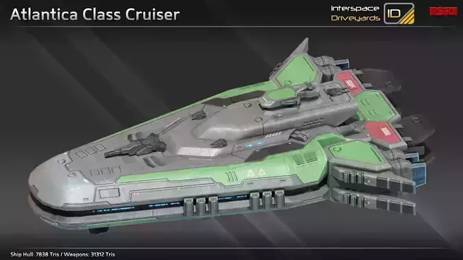 Atlantica Class Cruiser Low-poly 3D model