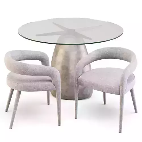 Dining Set CB2 - Ivory Table and Lisette Chair 3D model