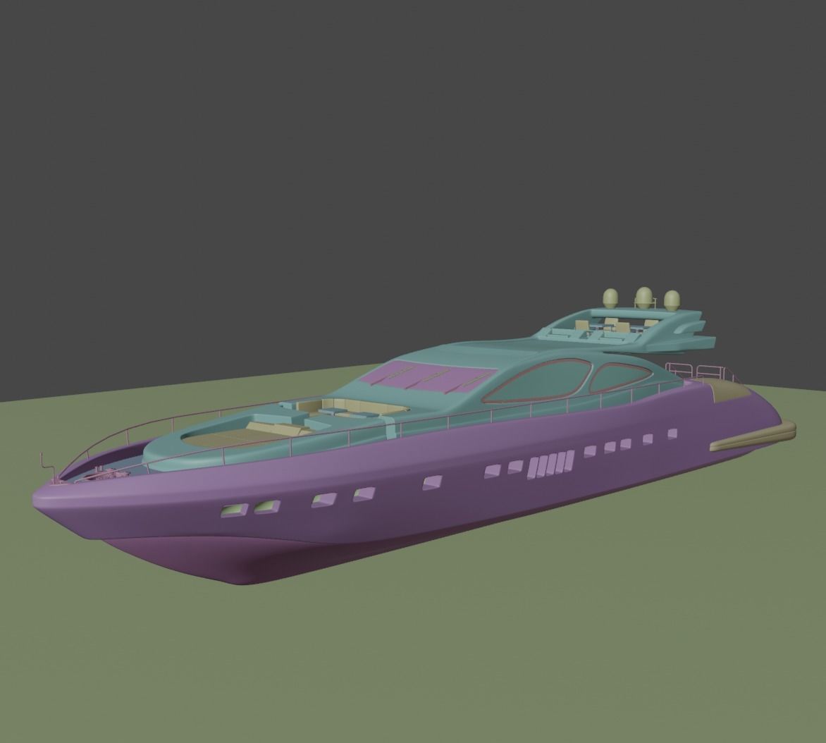 yacht 3d modeling  Low-poly 3D model_4