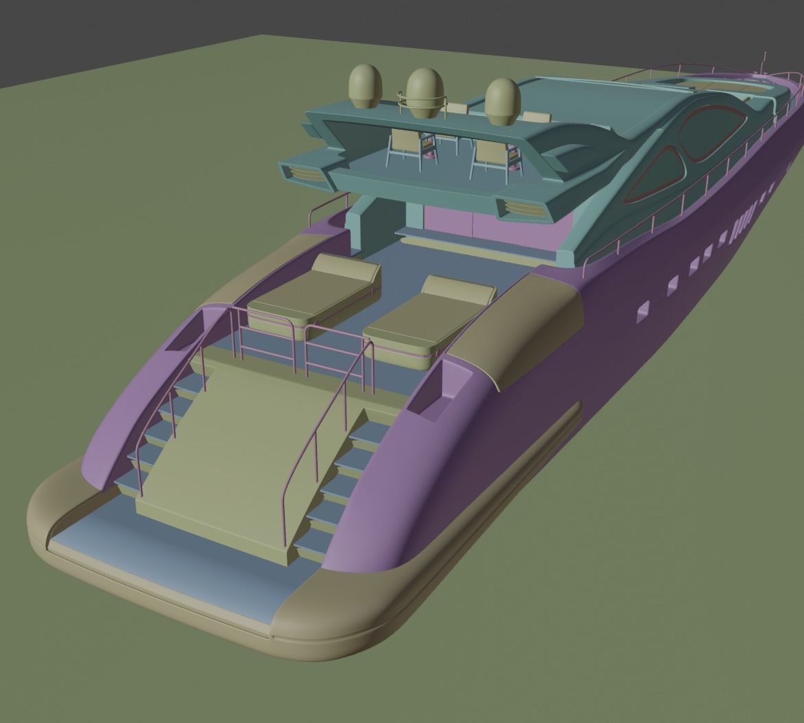 yacht 3d modeling  Low-poly 3D model_5