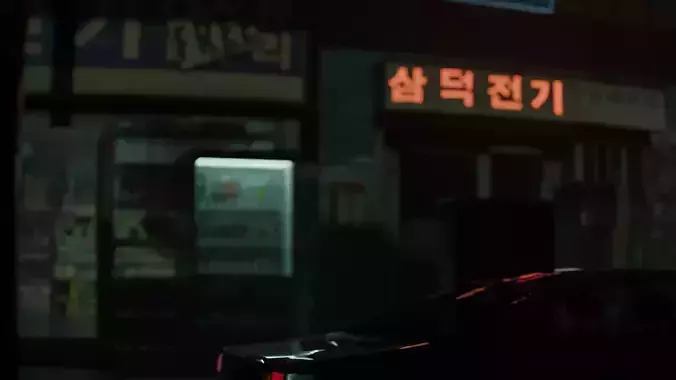 Cinematic street scene Lowpoly 3d model Free 3D model