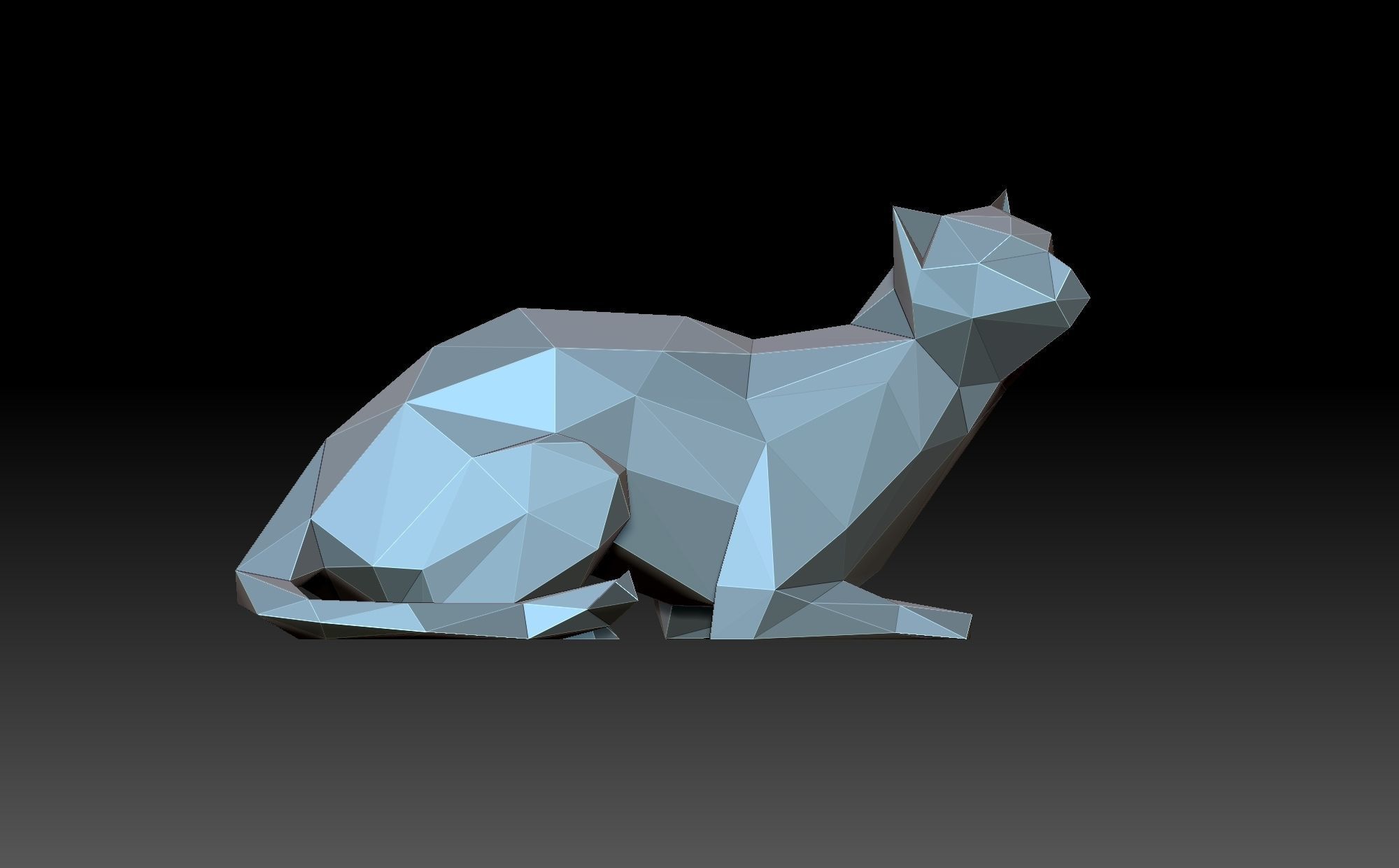 lowpoly cat polygonal 3D print model_1