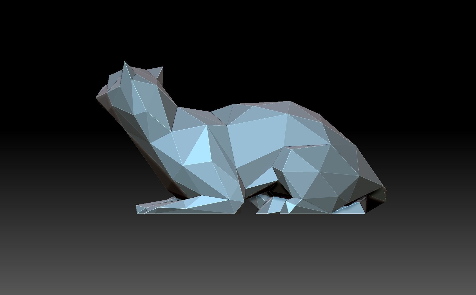 lowpoly cat polygonal 3D print model_2