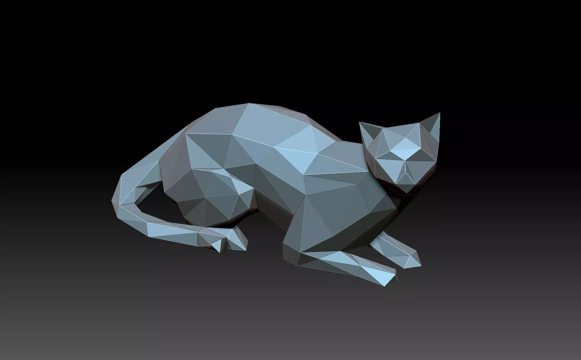 lowpoly cat polygonal 3D print model_0