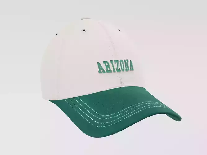 Baseball Cap Embroidery Arizona - PBR textures 4K White Green