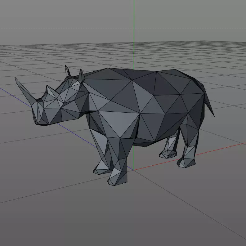Low poly rhino in polygons 3D print model_0