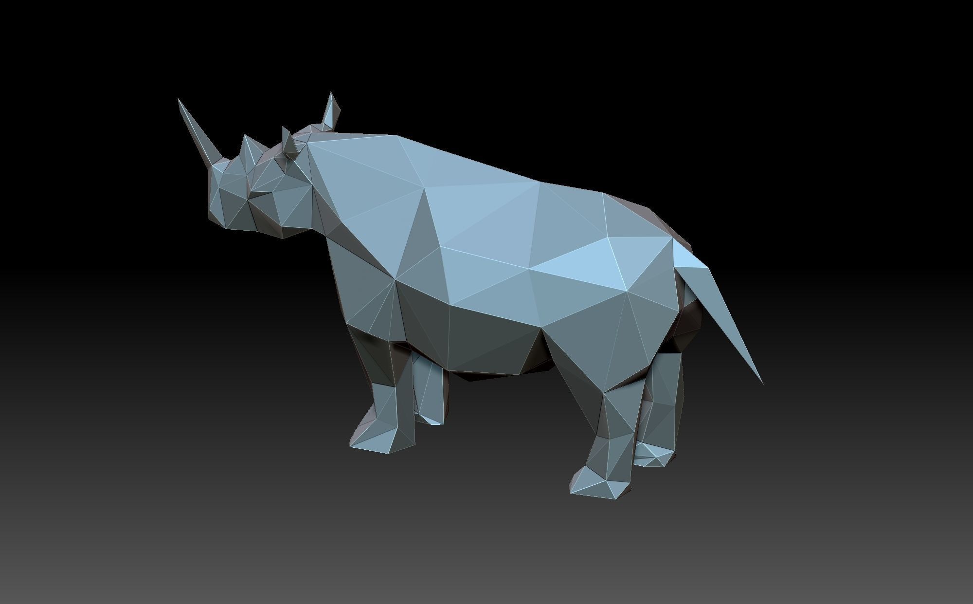 Low poly rhino in polygons 3D print model_2