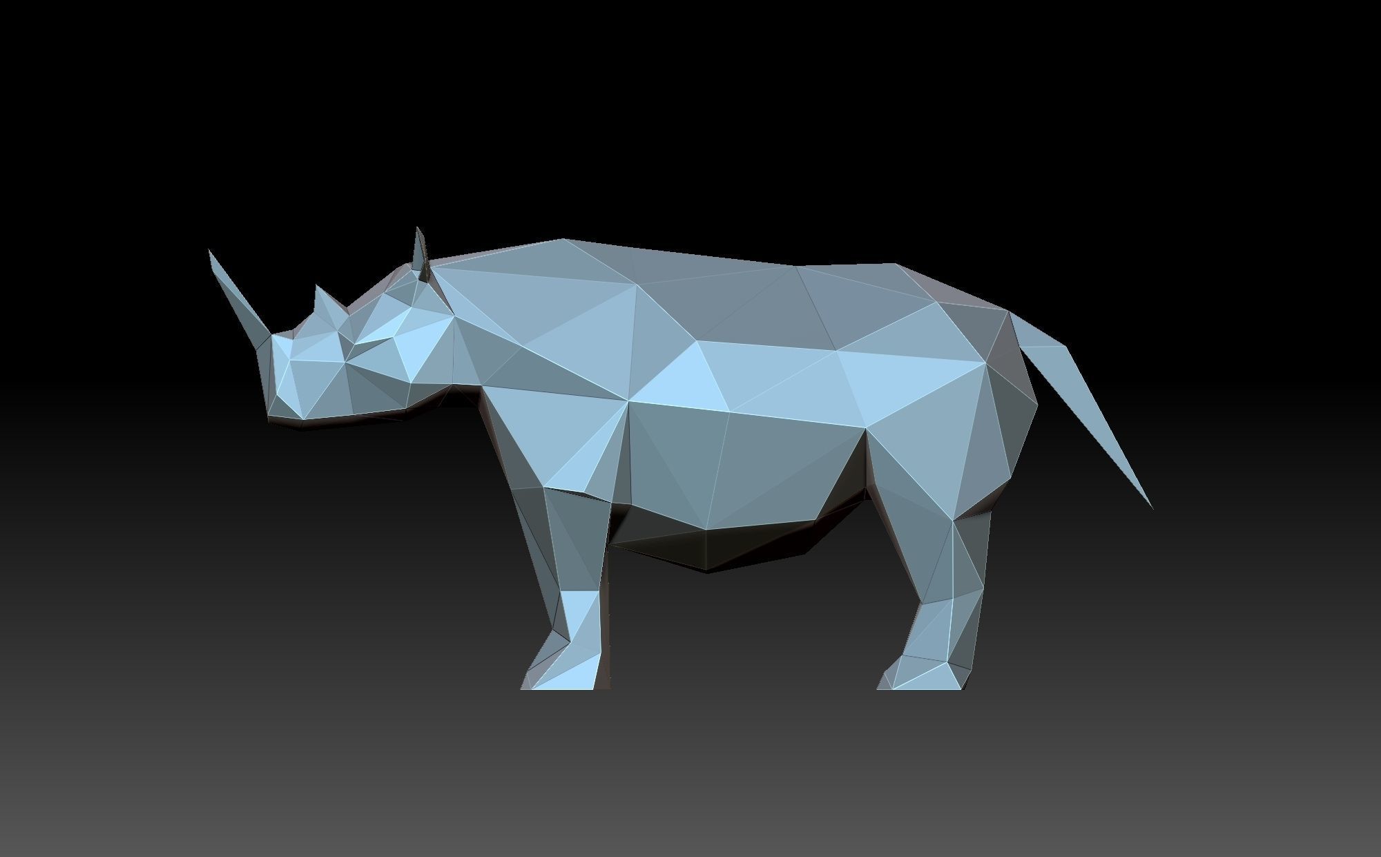 Low poly rhino in polygons 3D print model_1