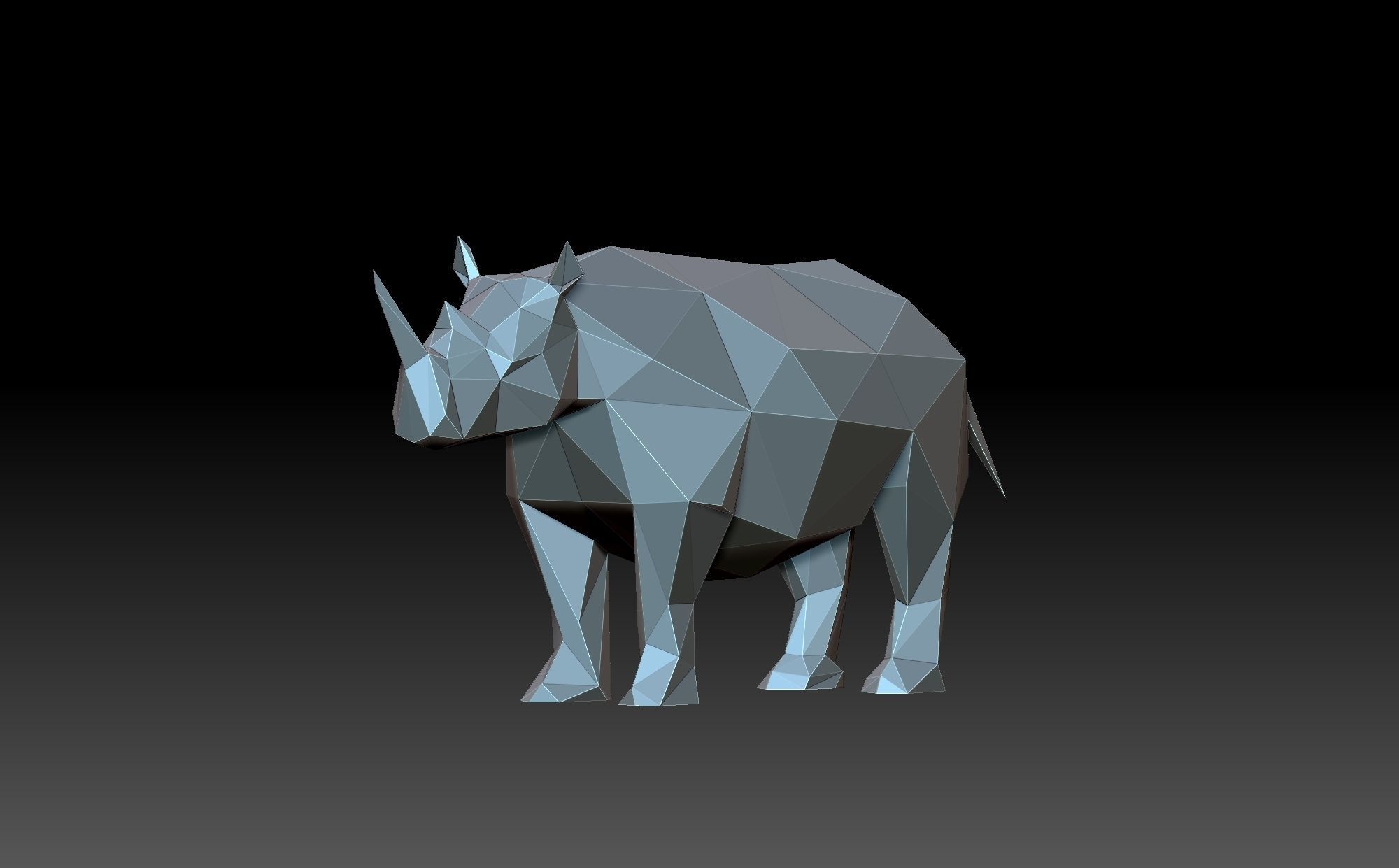 Low poly rhino in polygons 3D print model_3