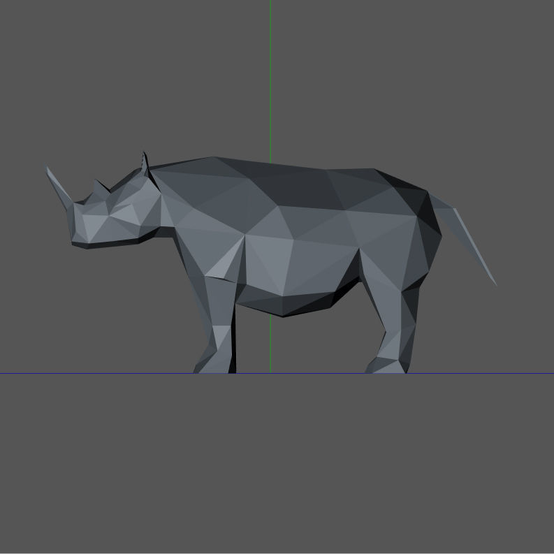 Low poly rhino in polygons 3D print model_4