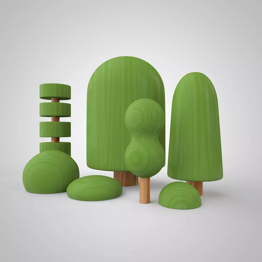 Woods set of wooden sculptures 3D print model
