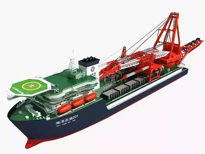 Deep water pipe laying crane  3D model