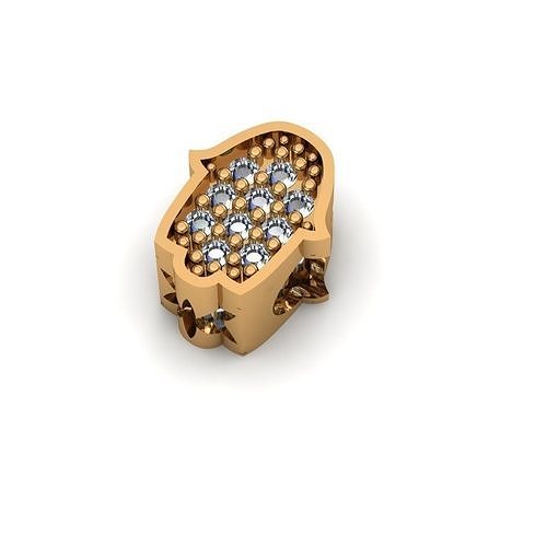Jewelry gold hamsa charm with diamonds 3D print model