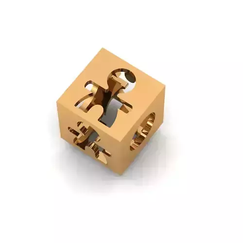 Jewelry gold cube with two people inside
