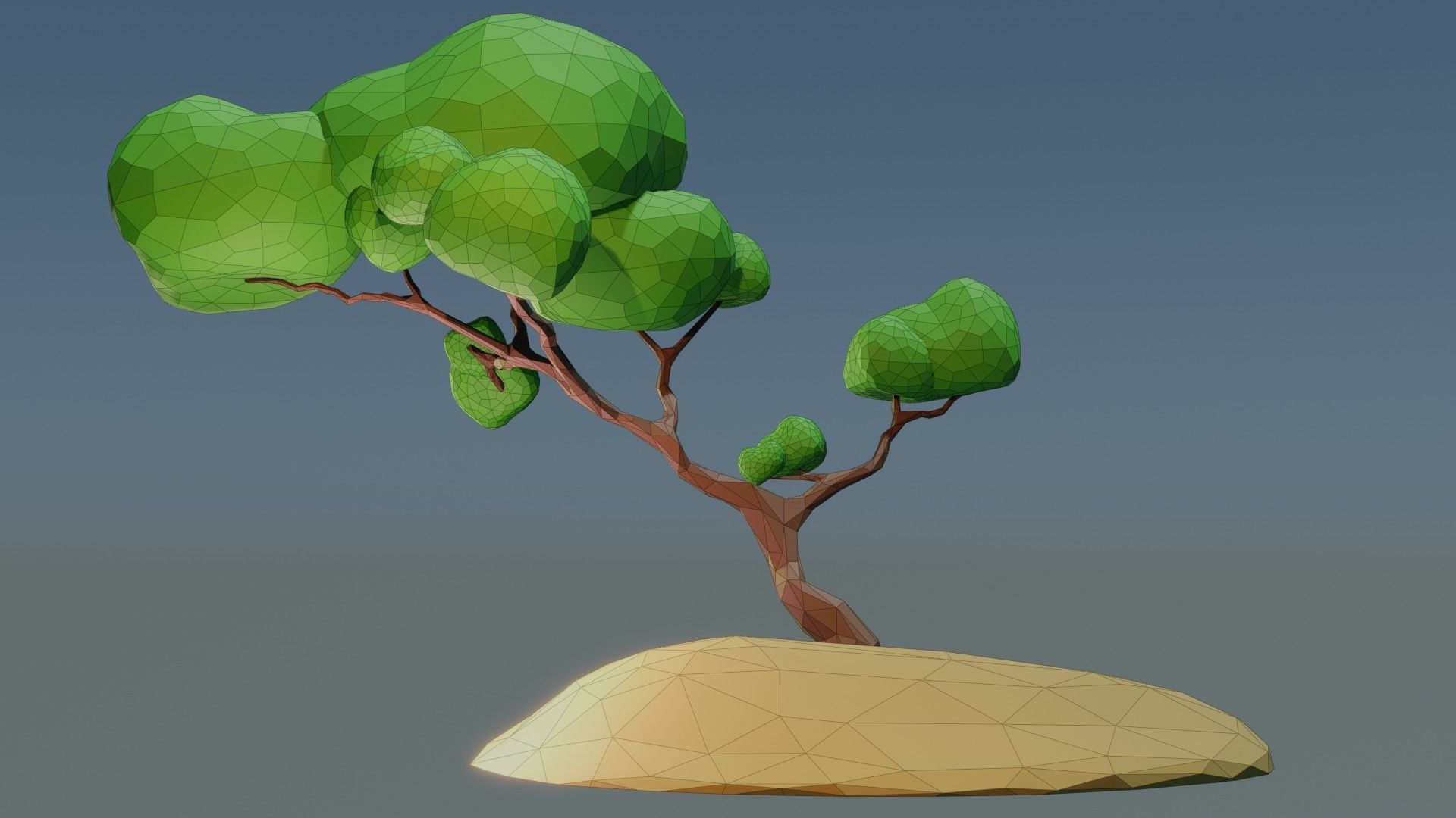 Lowpoly Style cartoon tree 3D model  Low-poly 3D model_7