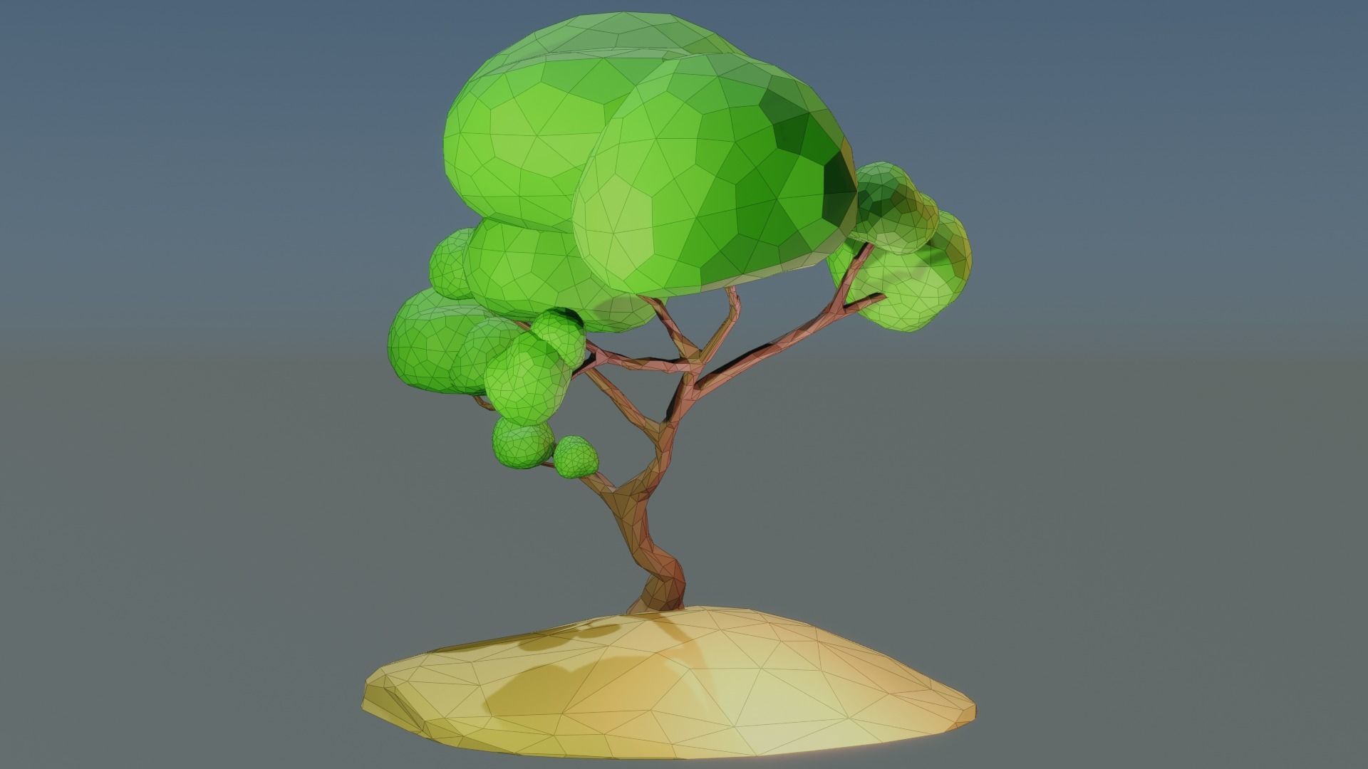Lowpoly Style cartoon tree 3D model  Low-poly 3D model_8