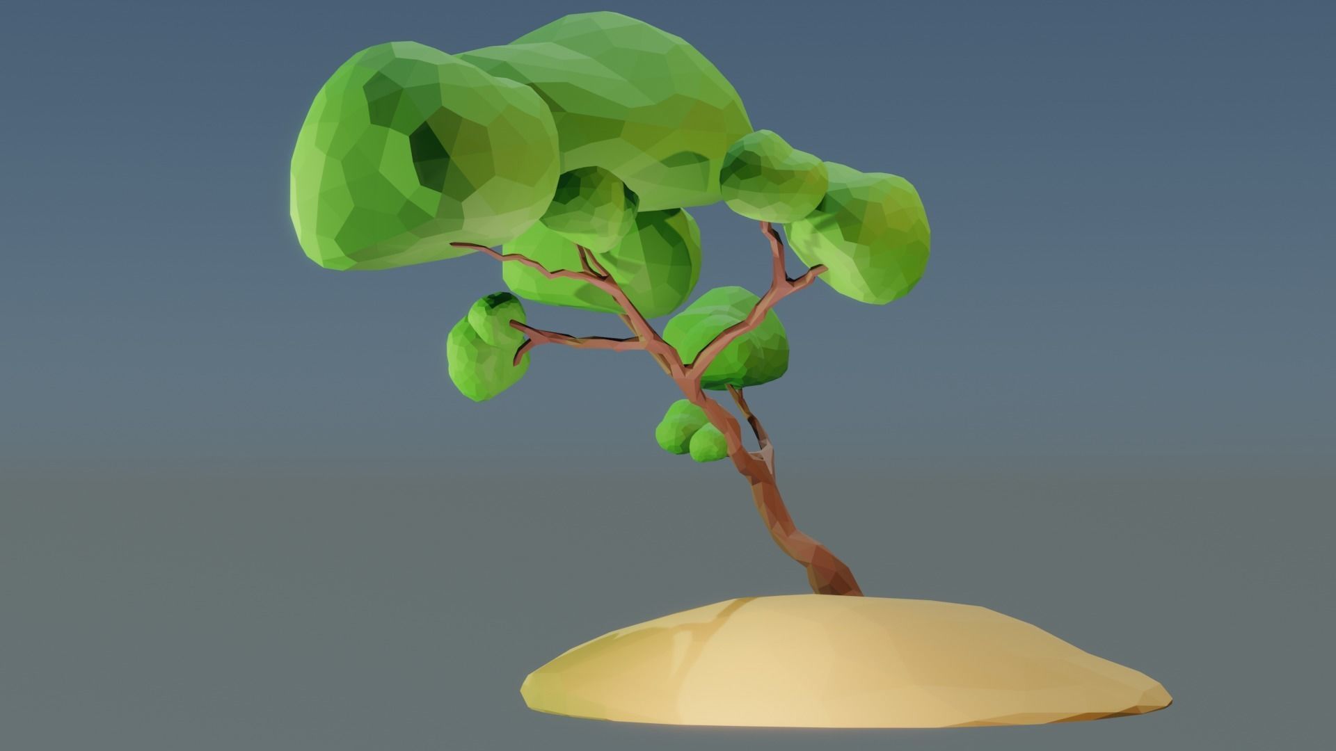 Lowpoly Style cartoon tree 3D model  Low-poly 3D model_2
