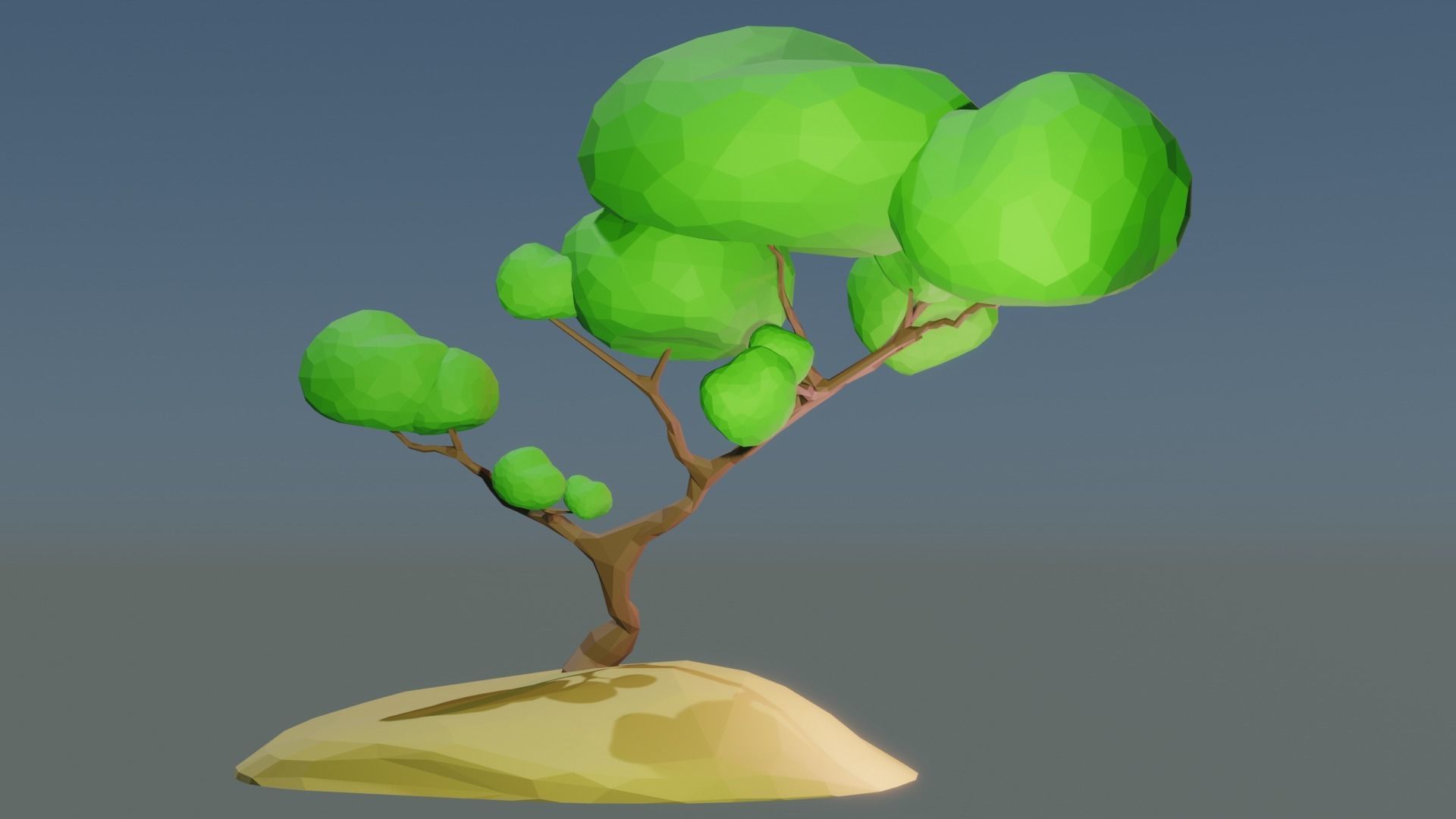Lowpoly Style cartoon tree 3D model  Low-poly 3D model_3