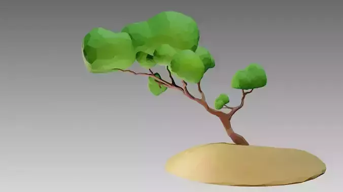 Lowpoly Style cartoon tree 3D model 