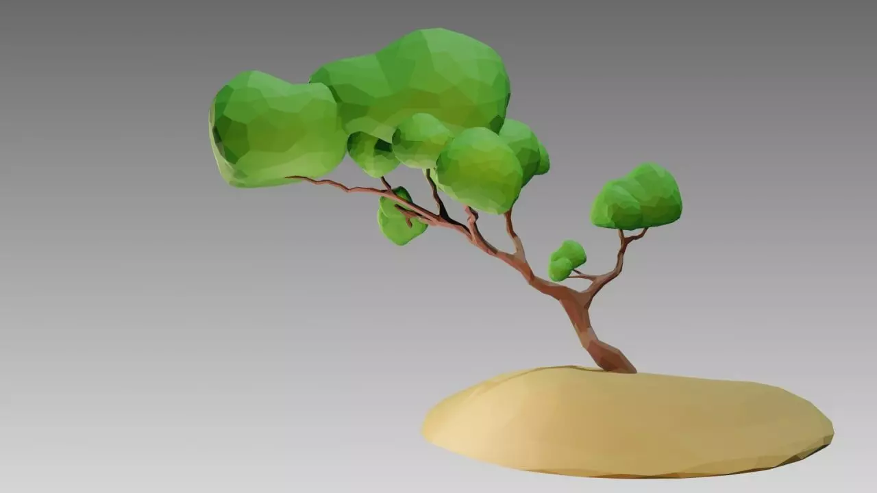 Lowpoly Style cartoon tree 3D model  Low-poly 3D model_0