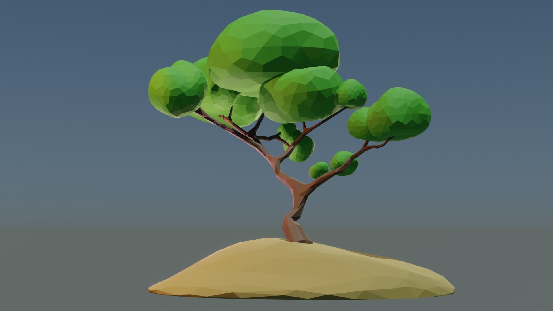 Lowpoly Style cartoon tree 3D model  Low-poly 3D model_5