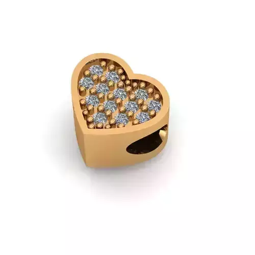 Jewelry heart shaped charm with diamonds gold