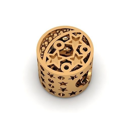 Jewelry gold plated bead with stars 3D print model