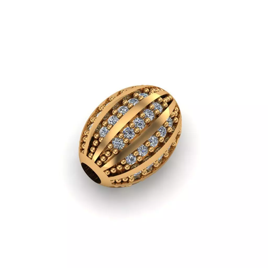 jewelry gold bead with diamonds 3D print model_0