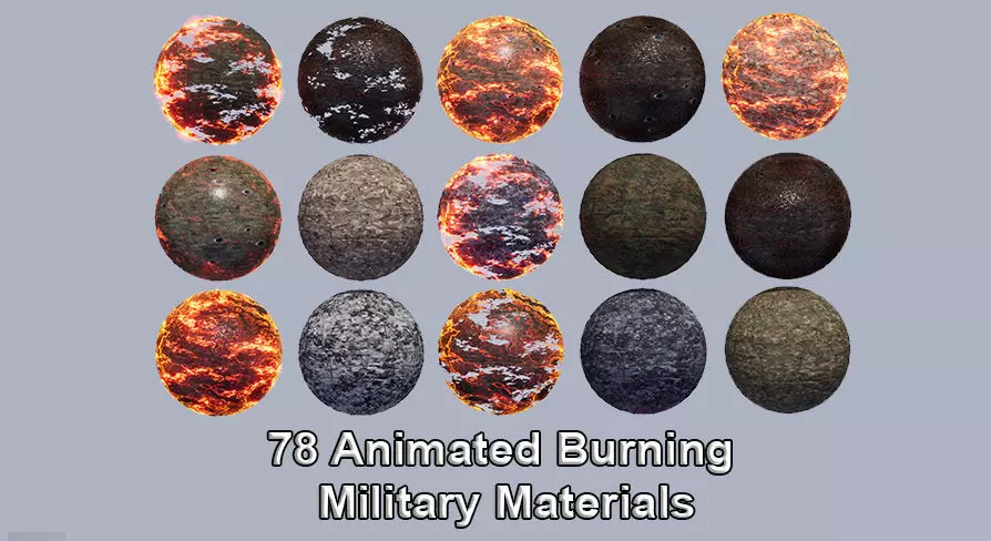 Unreal Game Engine- 78 Animated Burning Military Materials Texture_0