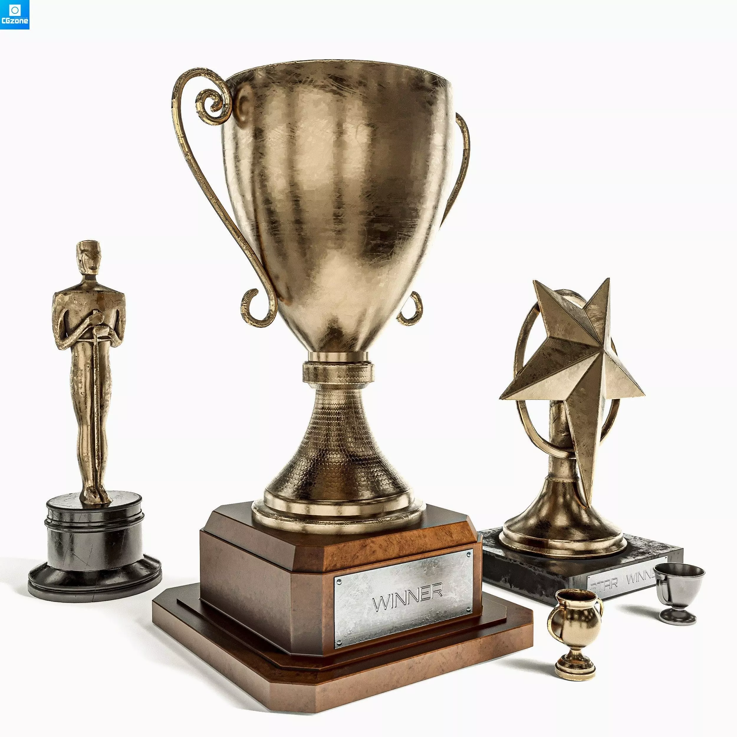 Trophy Cup Award Pack Low-poly 3D model