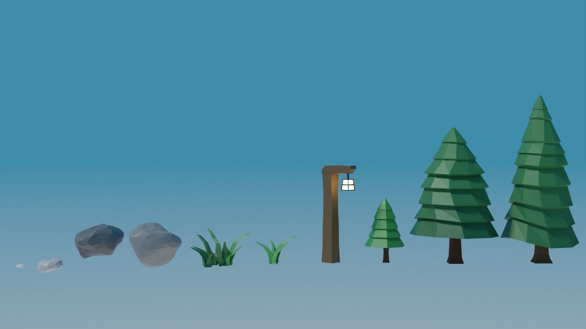 Low-poly Forest Assets and Scene Low-poly 3D model_3
