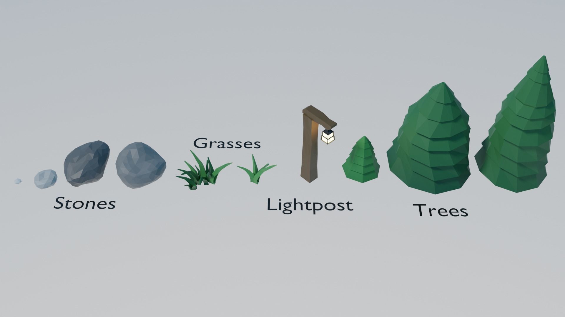 Low-poly Forest Assets and Scene Low-poly 3D model_1