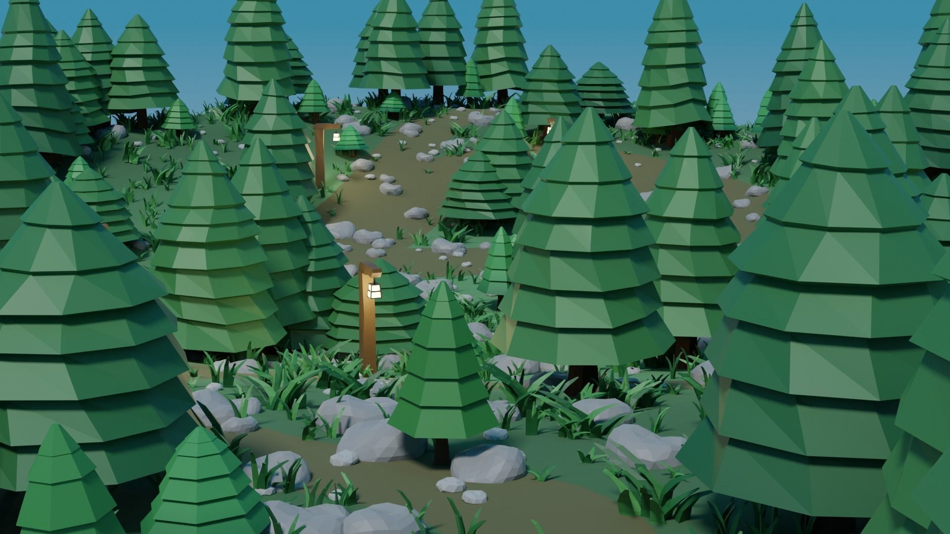 Low-poly Forest Assets and Scene Low-poly 3D model_2