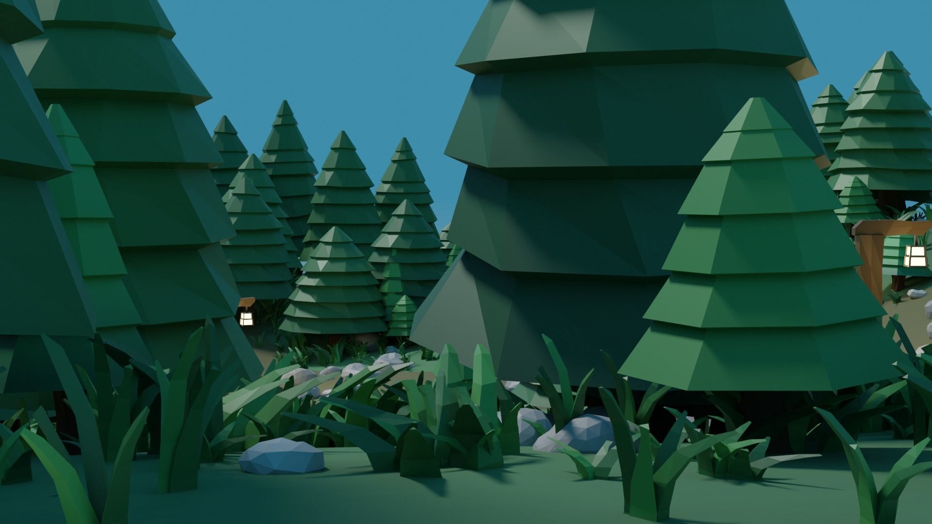 Low-poly Forest Assets and Scene Low-poly 3D model_9