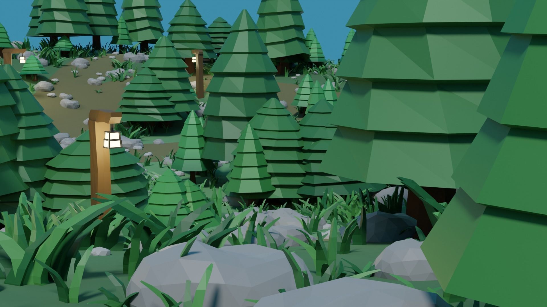 Low-poly Forest Assets and Scene Low-poly 3D model_5