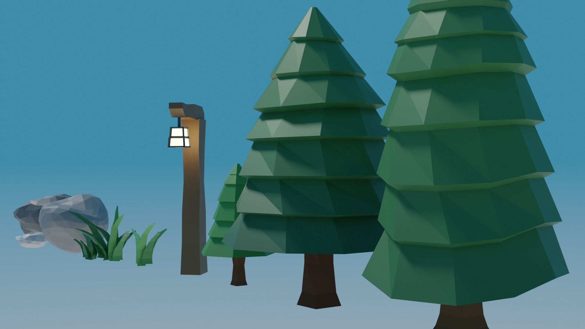 Low-poly Forest Assets and Scene Low-poly 3D model_7