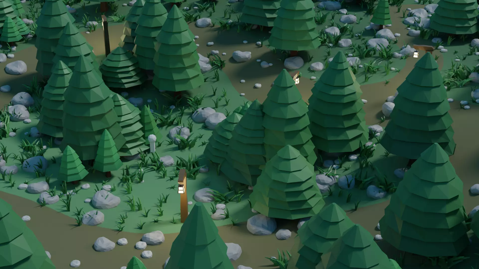 Low-poly Forest Assets and Scene Low-poly 3D model_0