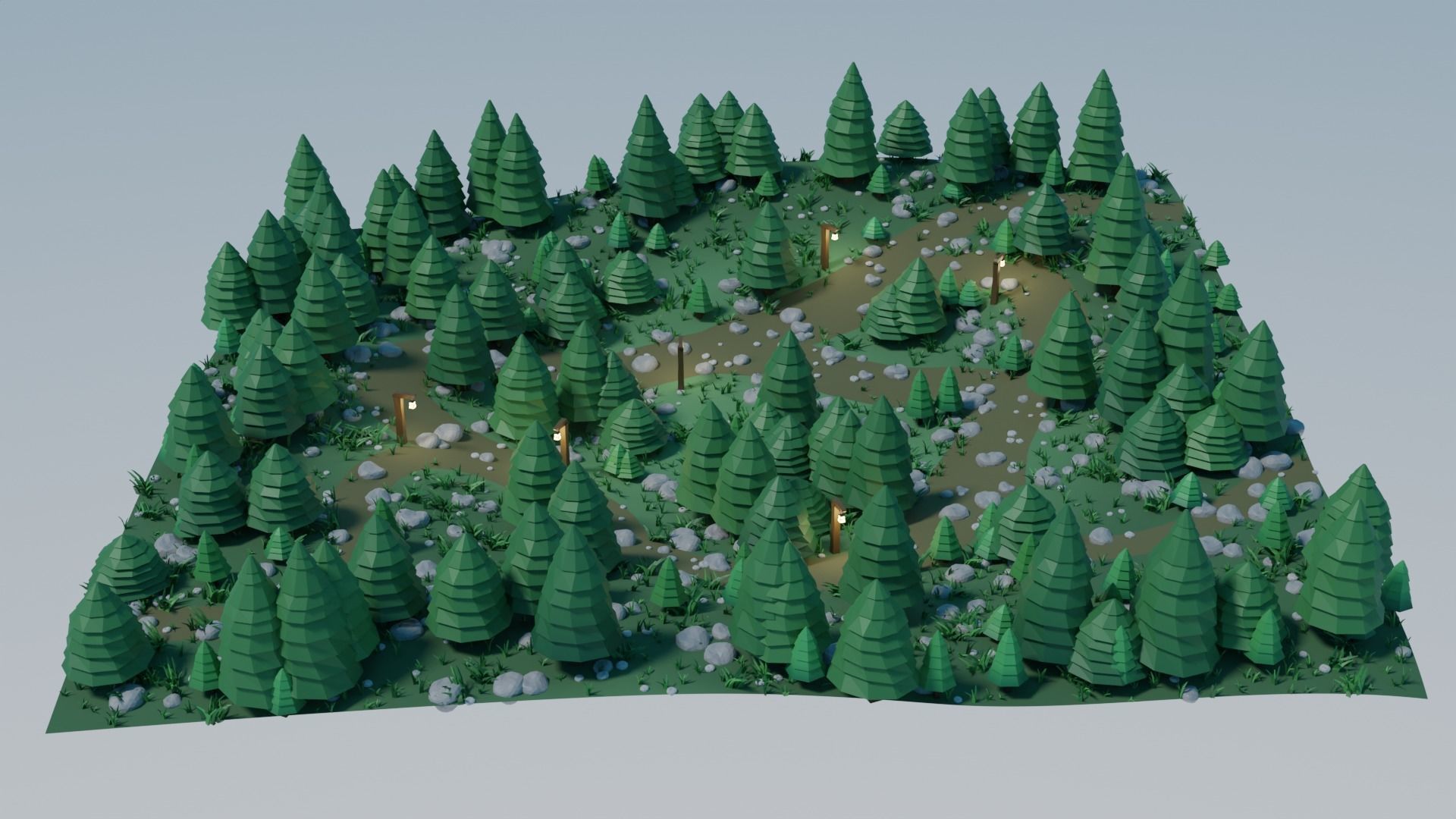 Low-poly Forest Assets and Scene Low-poly 3D model_4
