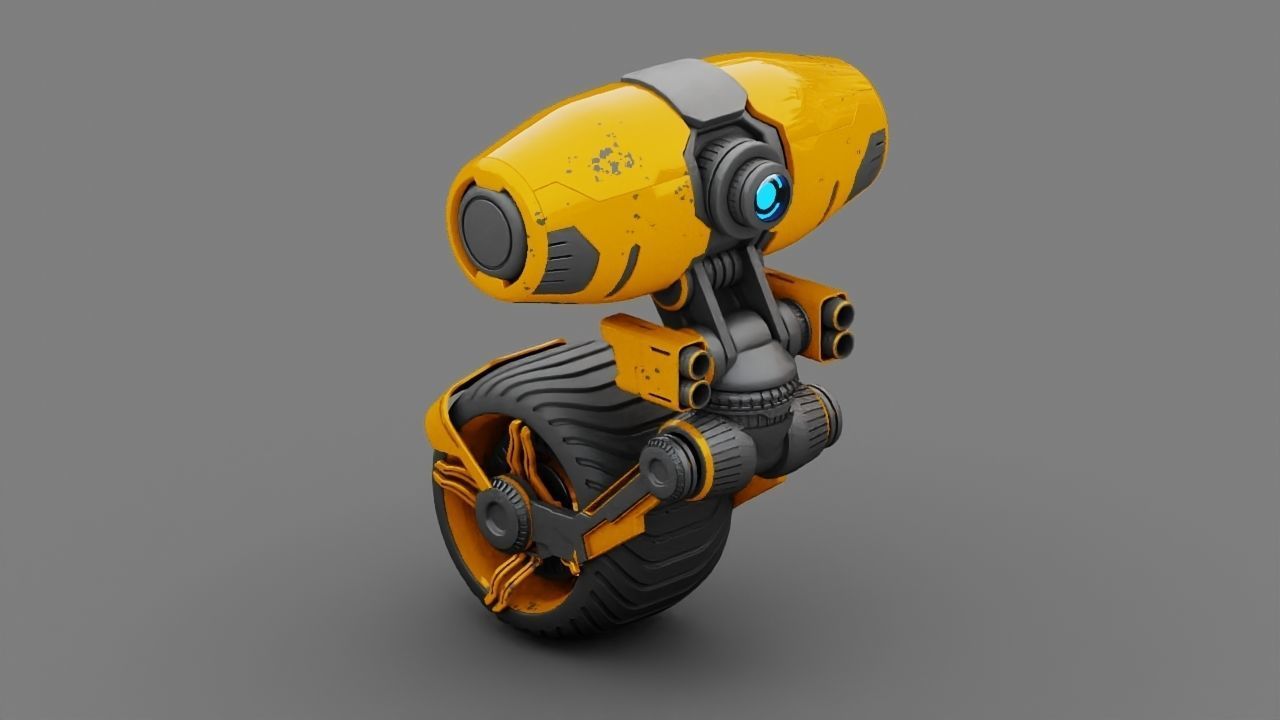 Wheel Droid  rigged character 3D model_1