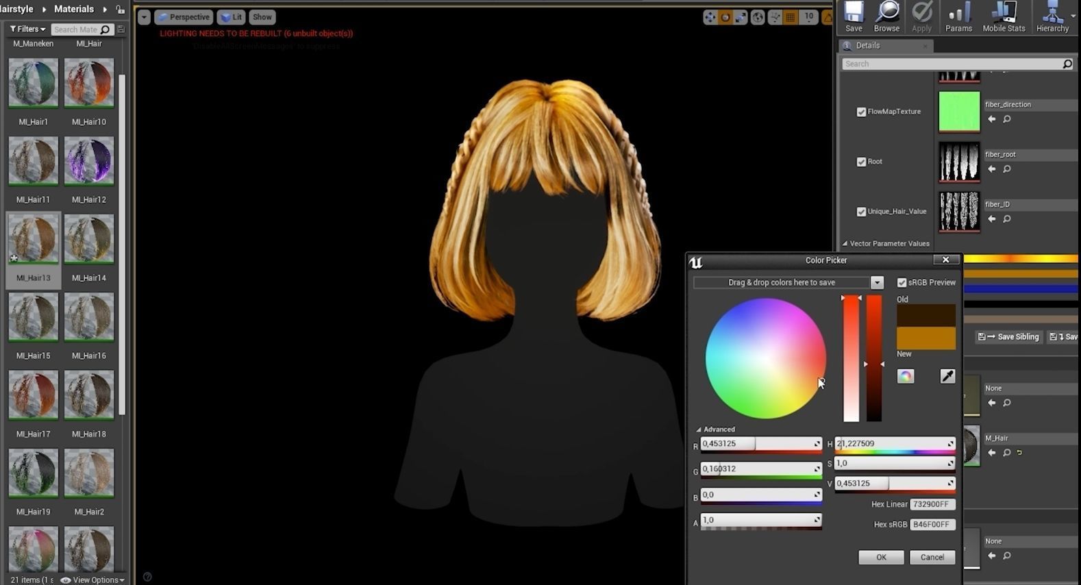 Low poly cards Game-ready hairstyle bob with braids Low-poly 3D model_9