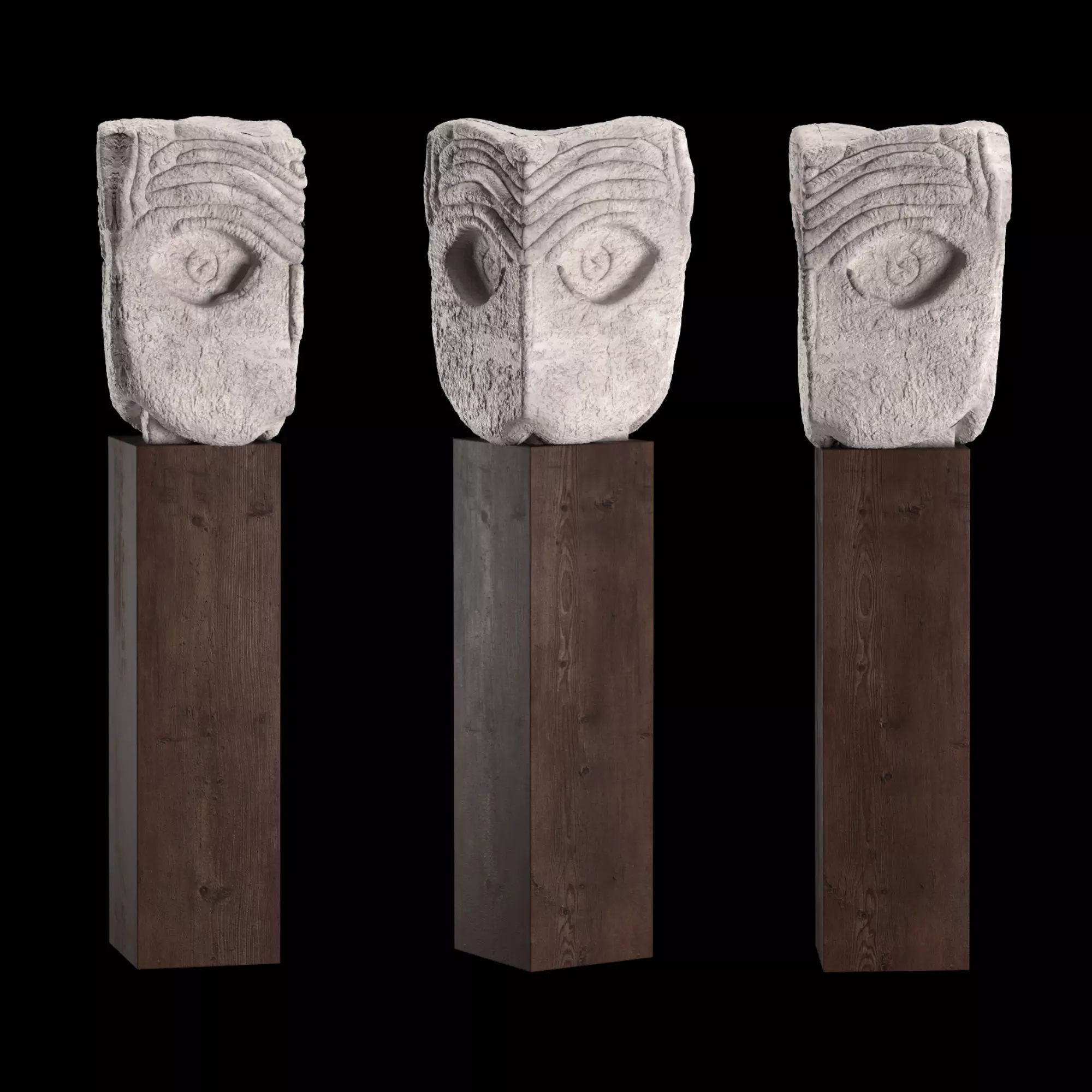 Owl head sculpture 3D model_0