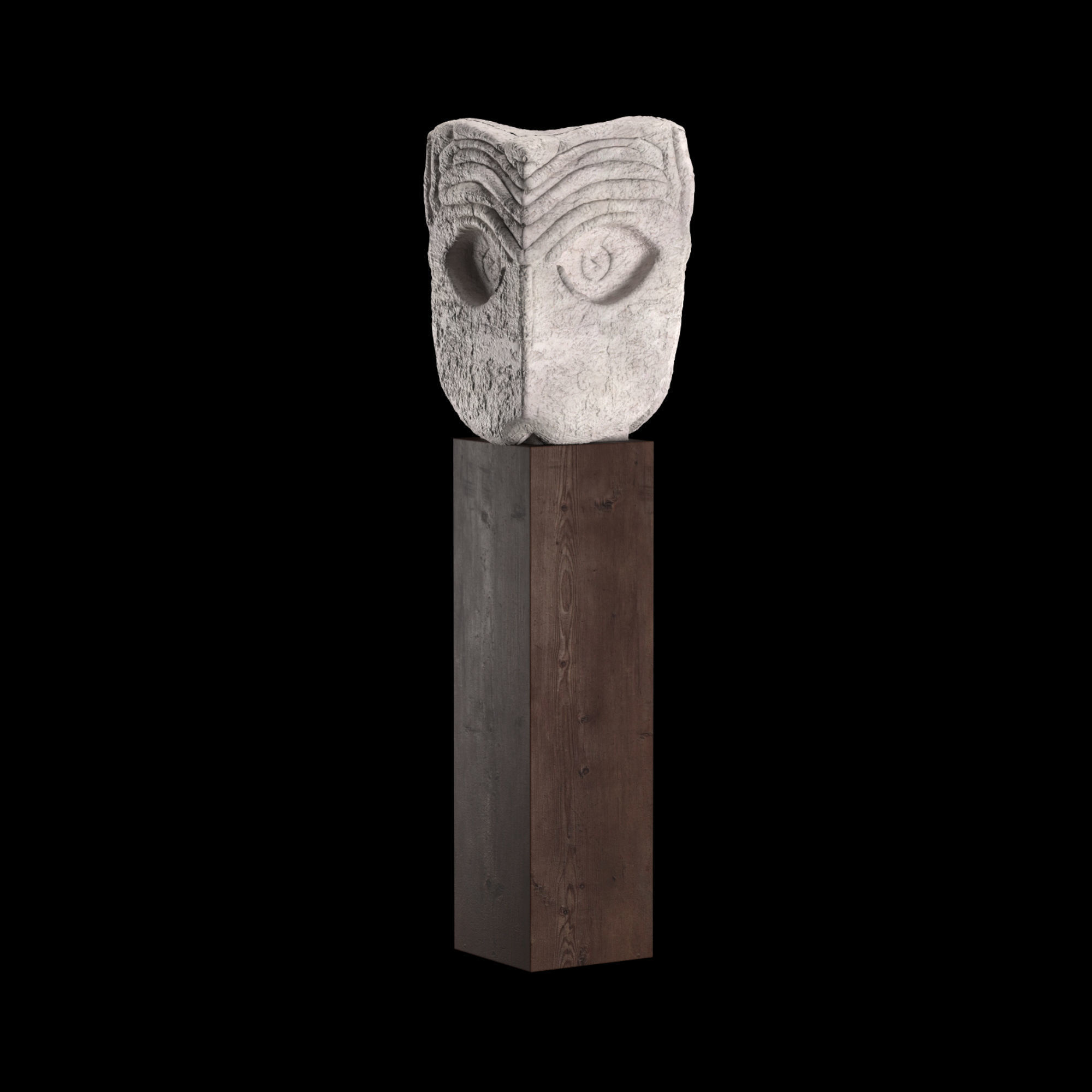 Owl head sculpture 3D model_1