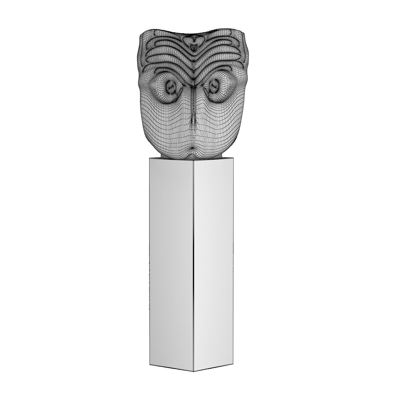 Owl head sculpture 3D model_7